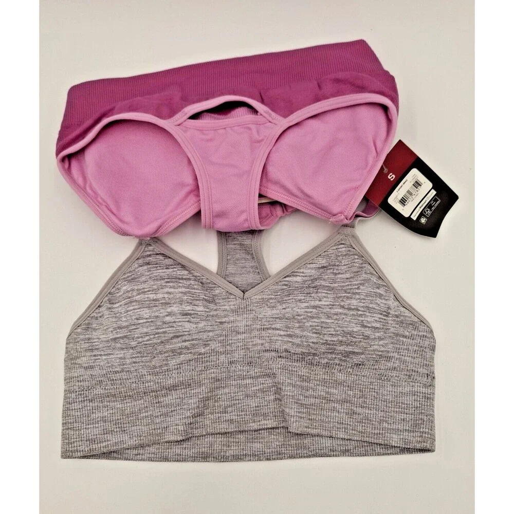 NWT Athletic Works Girls Sports Bras 2-Pack Size S Small Pink & Grey